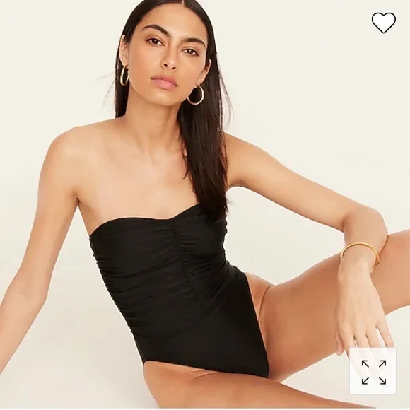 J. Crew Ruched Sweetheart One-piece Black Swimsuit Sz 12 NWT - Picture 4 of 8